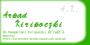 arpad kiripoczki business card